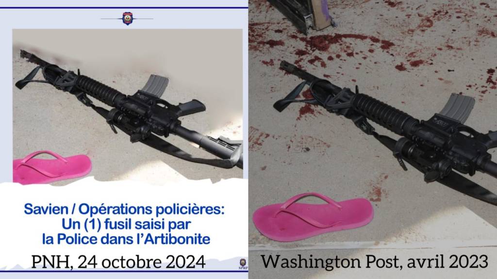 Pour annoncer le succès d&rsquo;une opération contre le gang de Savien, la police utilise une photo de tuerie de masse… aux&nbsp;États-Unis